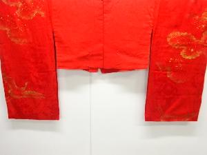 アンティーク　綸子金砂子鶴模様半襦袢